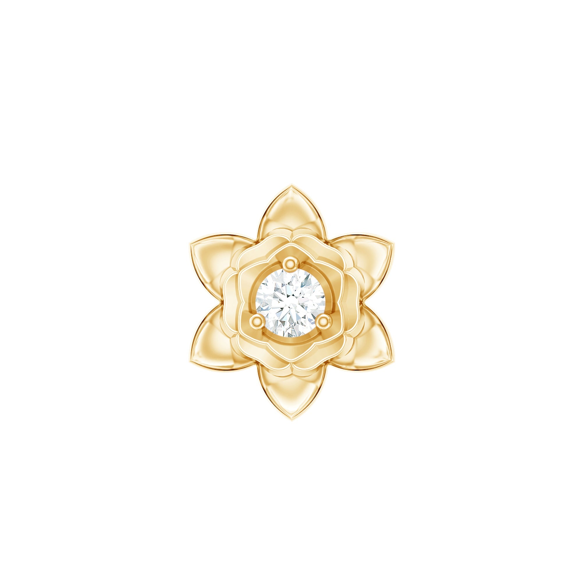 Diamond Lotus Flower Earring for Helix Piercing