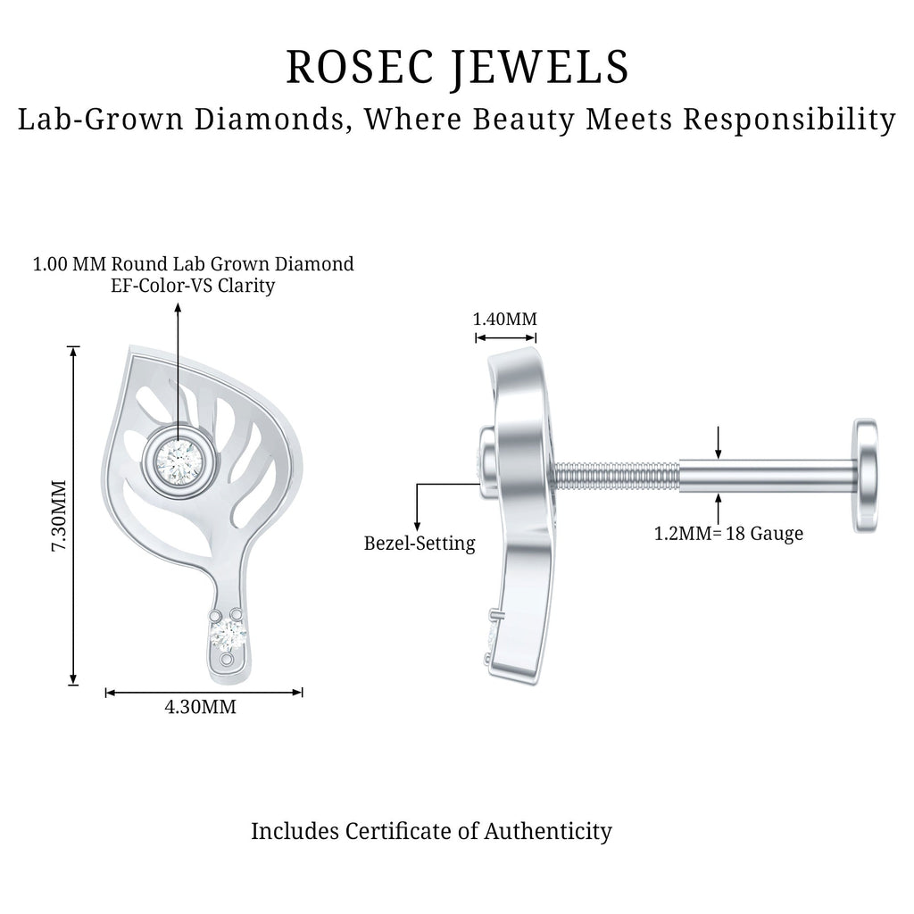 Diamond Leaf Helix Earring