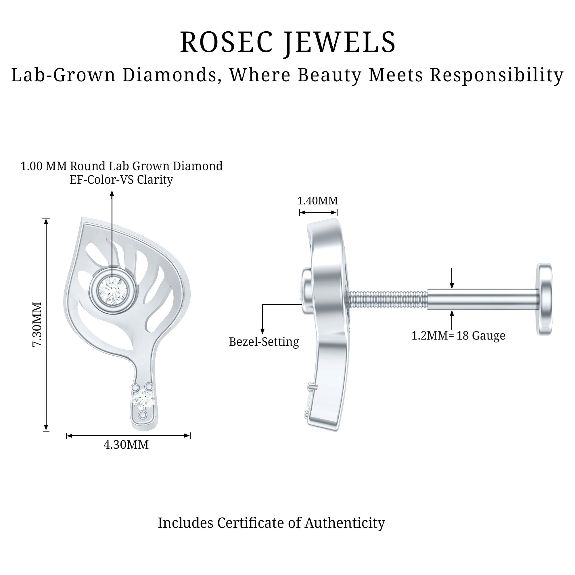 Diamond Leaf Helix Earring