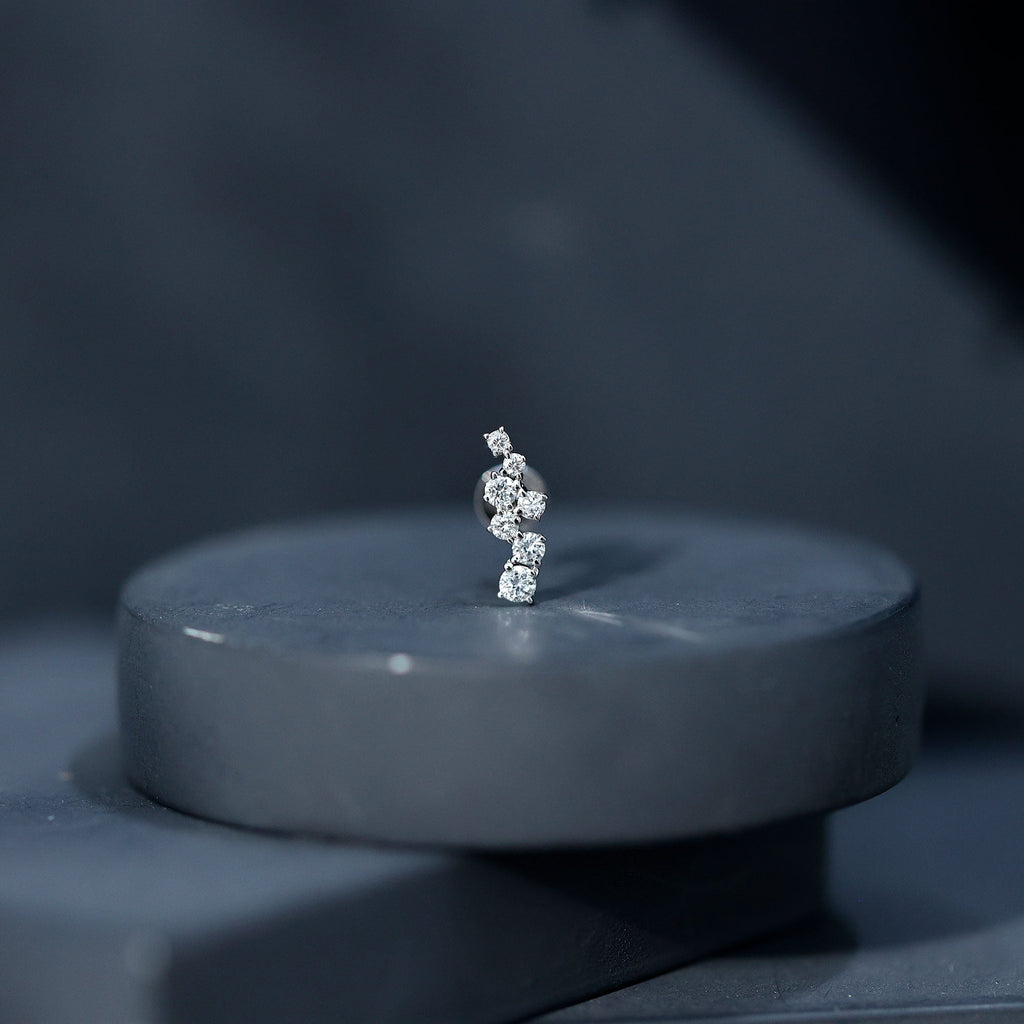 Simple Diamond Helix Piercing Earring with Flat Back
