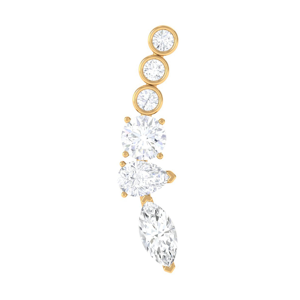 Genuine Diamond Crawler Earring for Cartilage Piercing