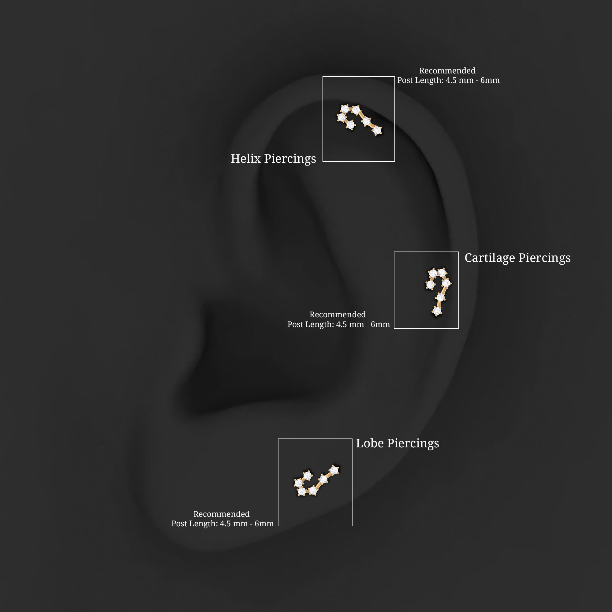 Diamond Cancer Zodiac Ear Crawler Earring