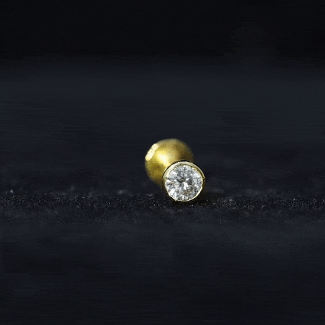 Bezel Set Diamond Cartilage Earring with Flat Back