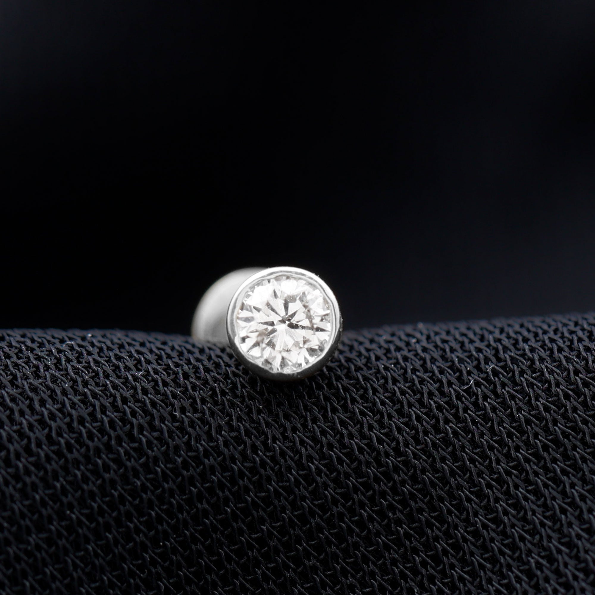 Bezel Set Diamond Cartilage Earring with Flat Back