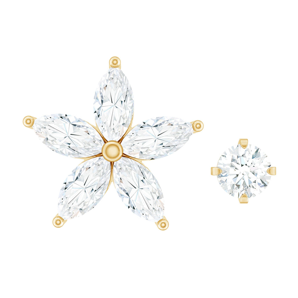Marquise Moissanite Flower Cartilage Earring Set