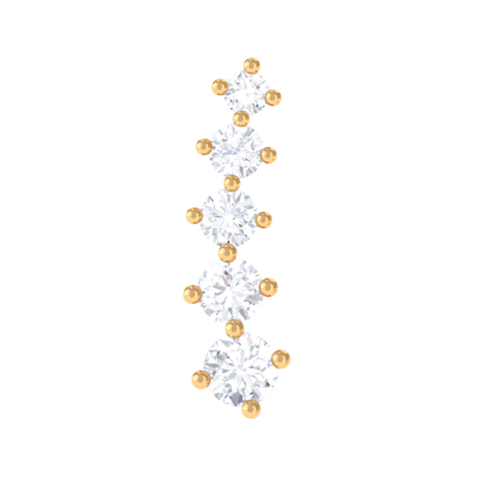 Minimal Moissanite Crawler Earring For Helix Piercing
