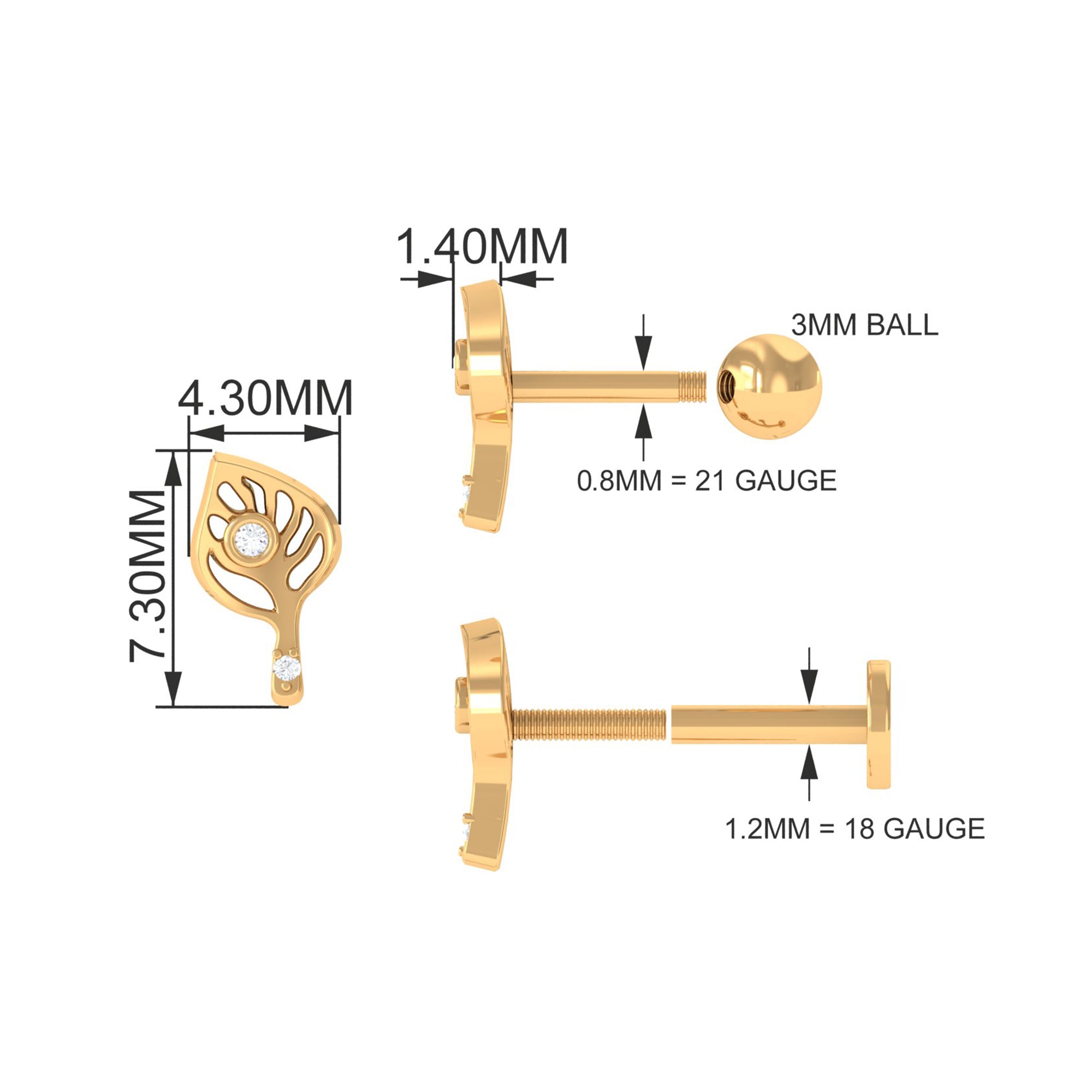Diamond Leaf Helix Earring