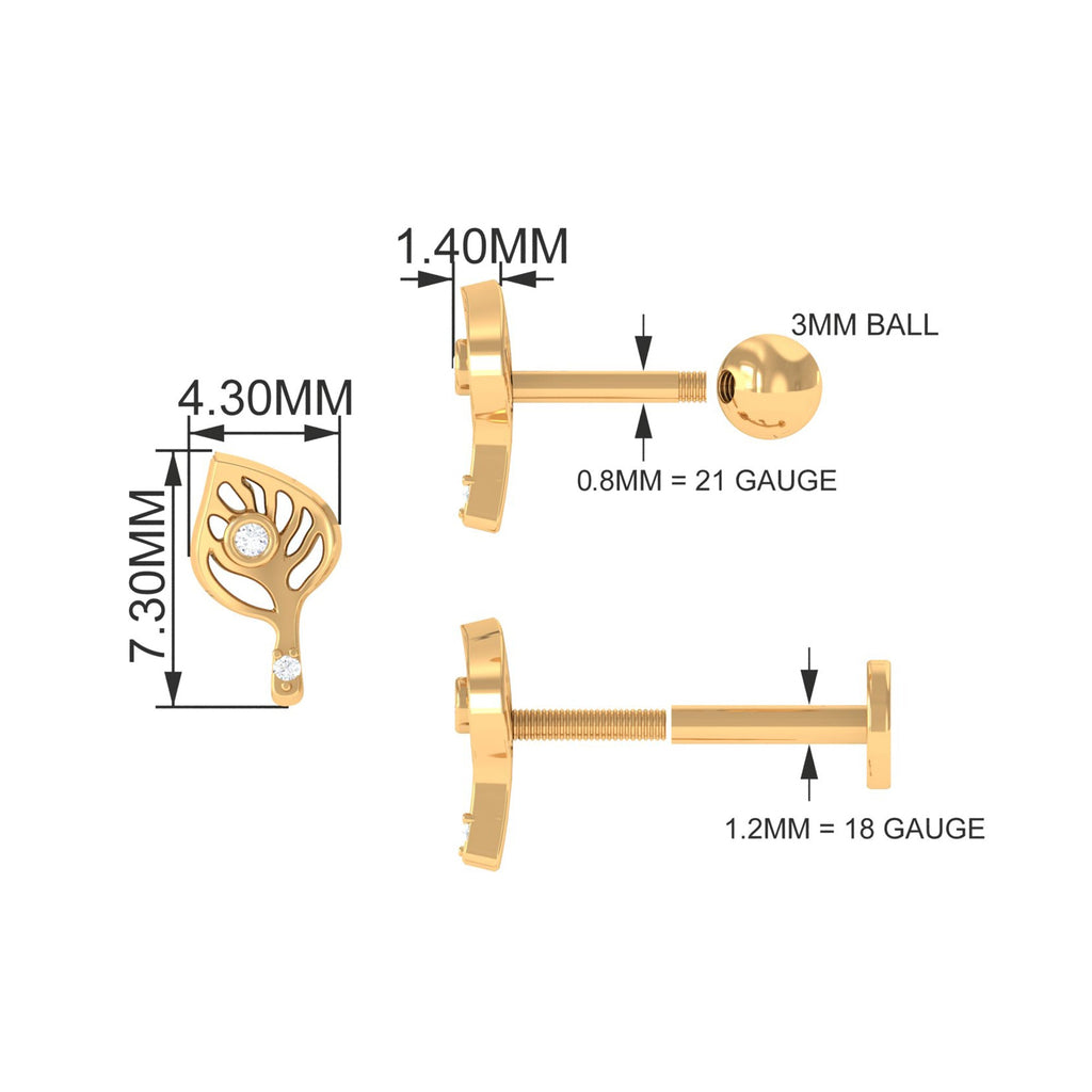 Diamond Leaf Helix Earring