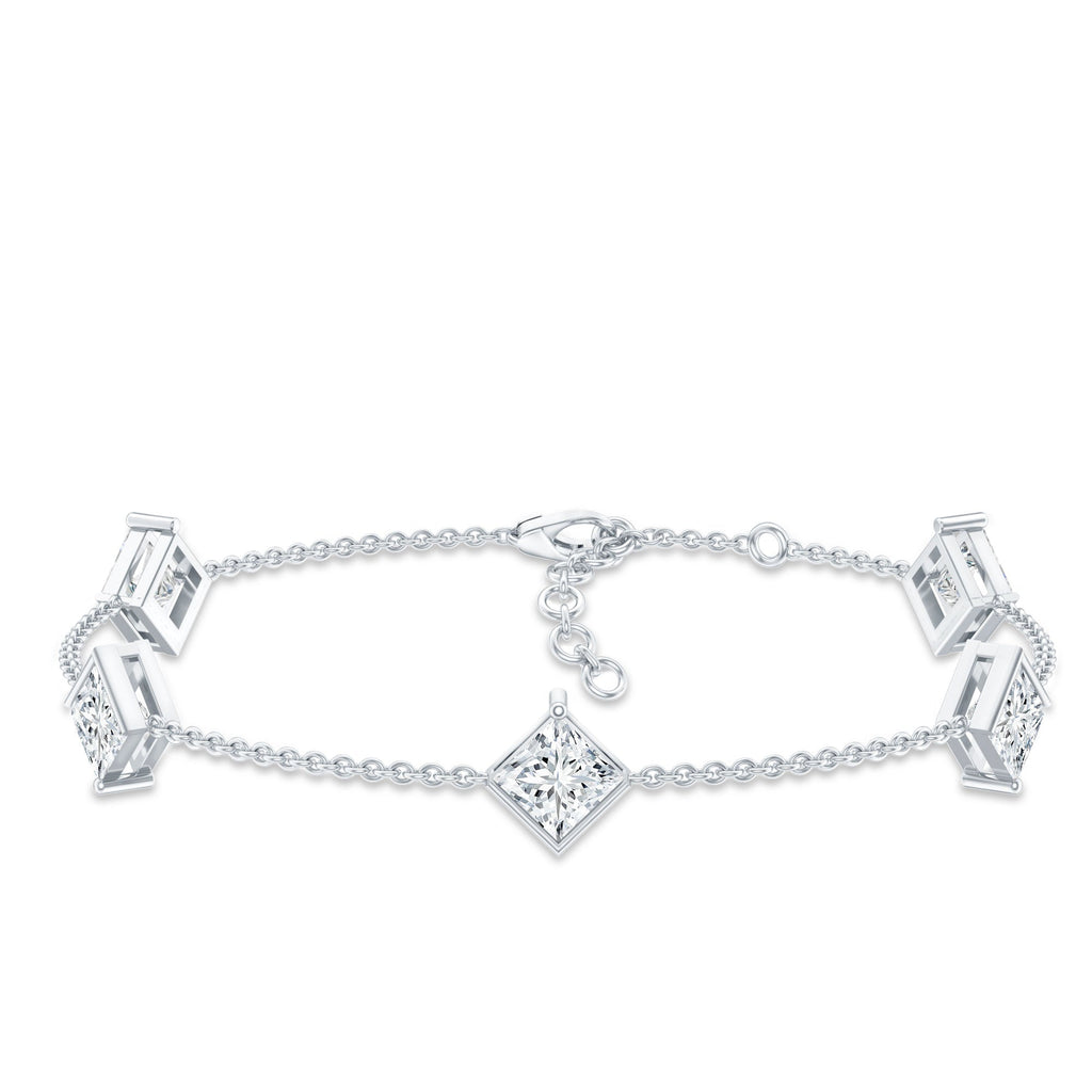 Certified Princess Cut Lab Grown Diamond Wedding Chain Bracelet