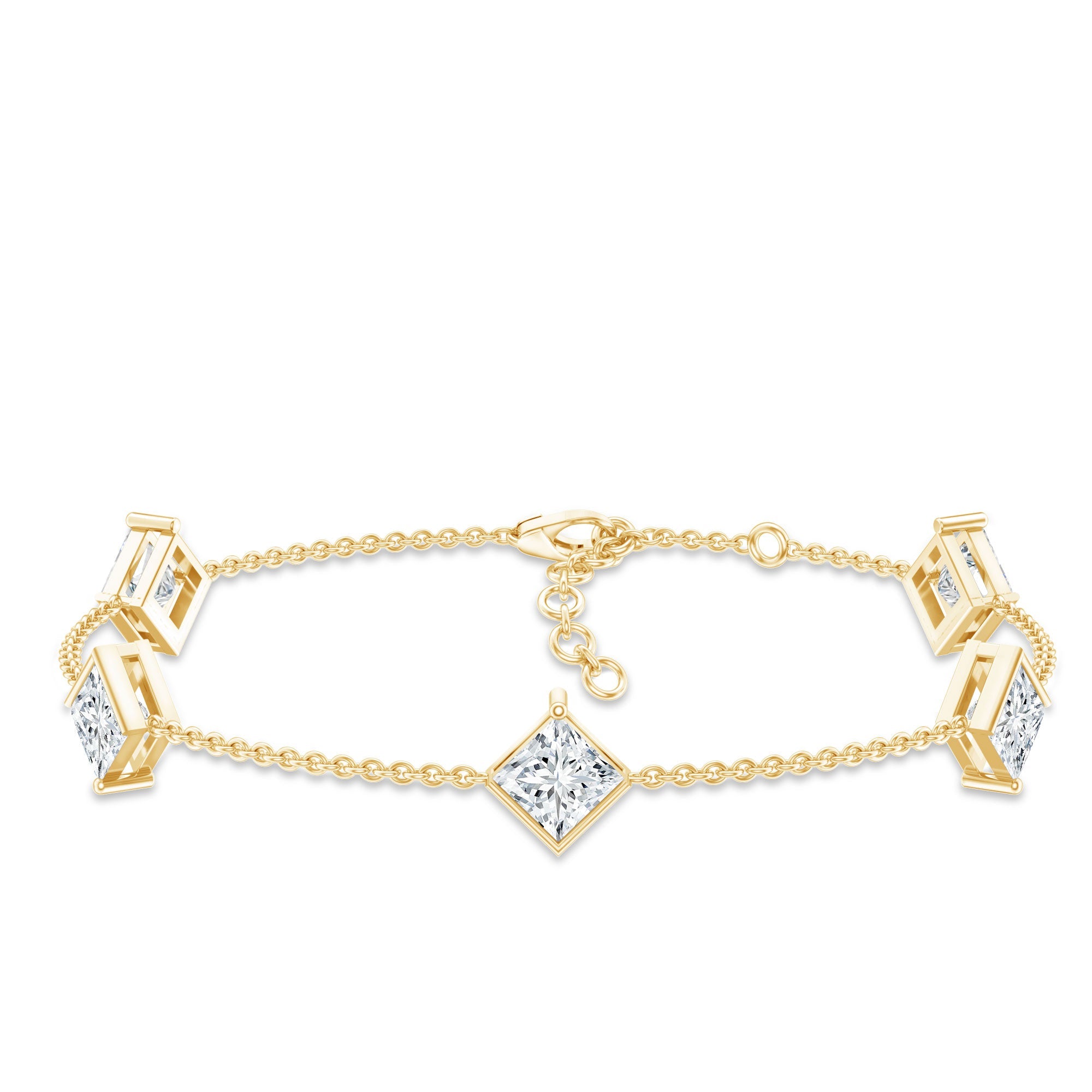 Certified Princess Cut Lab Grown Diamond Wedding Chain Bracelet