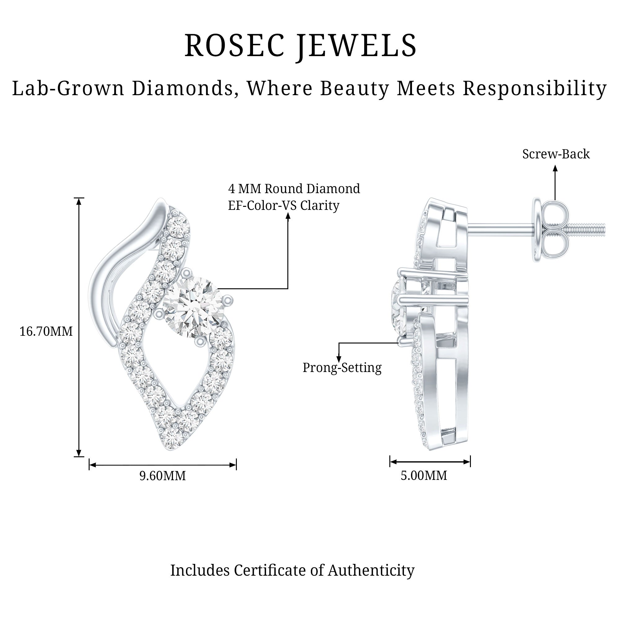 Elegant Lab Grown Diamond Stud Earrings