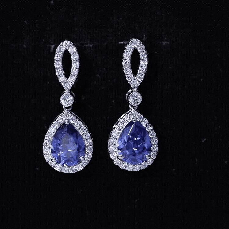 Designer Lab Grown Sapphire Drop Earrings with Diamond