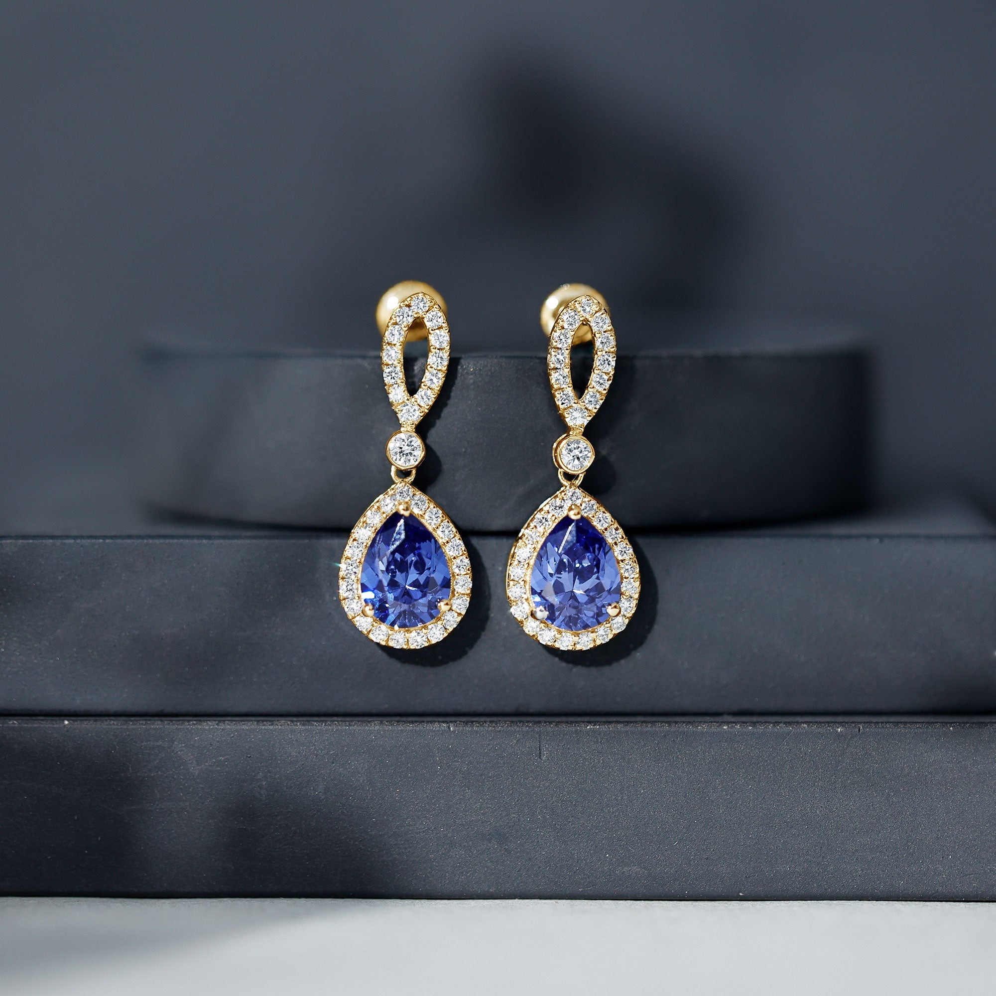 Designer Lab Grown Sapphire Drop Earrings with Diamond