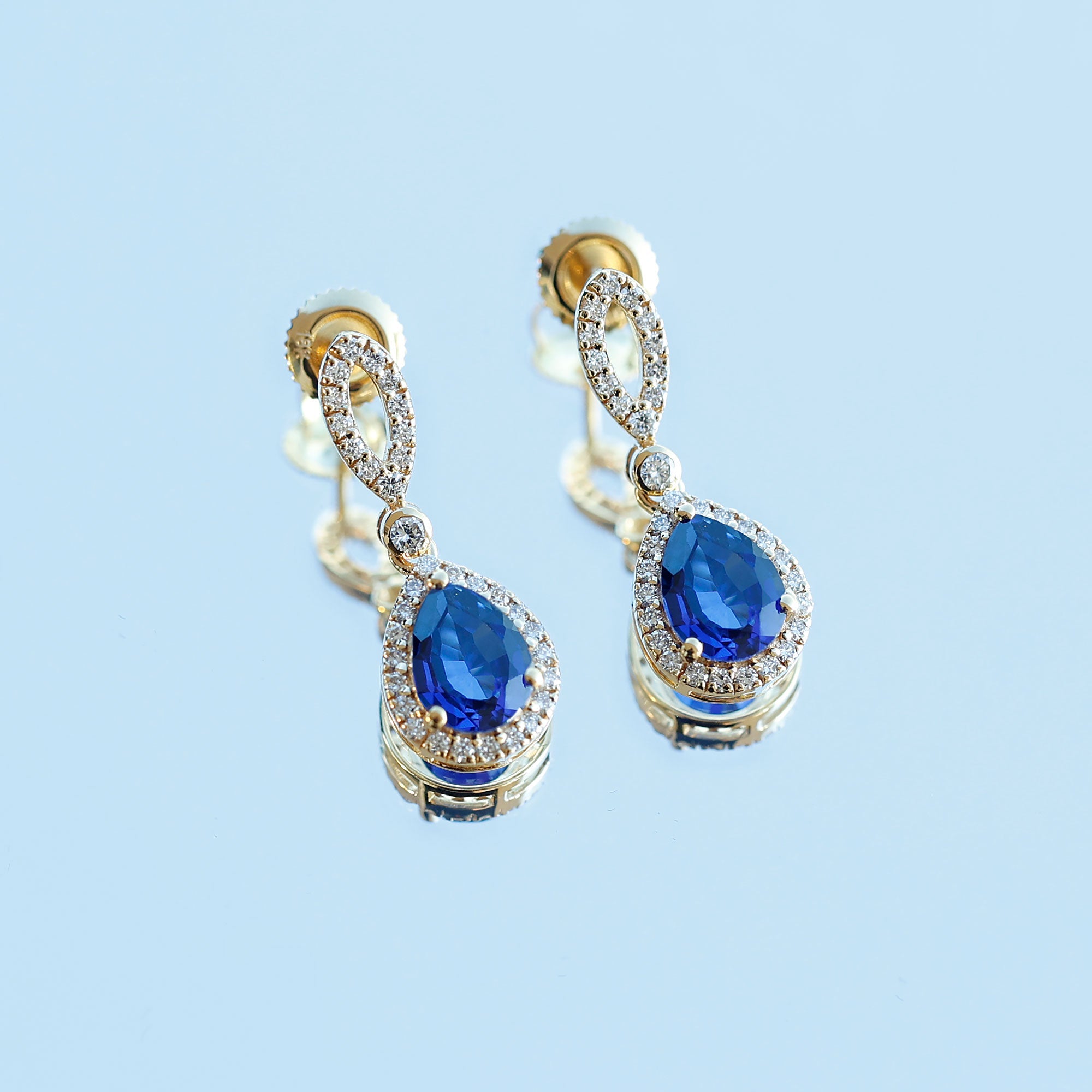 Designer Lab Grown Sapphire Drop Earrings with Diamond