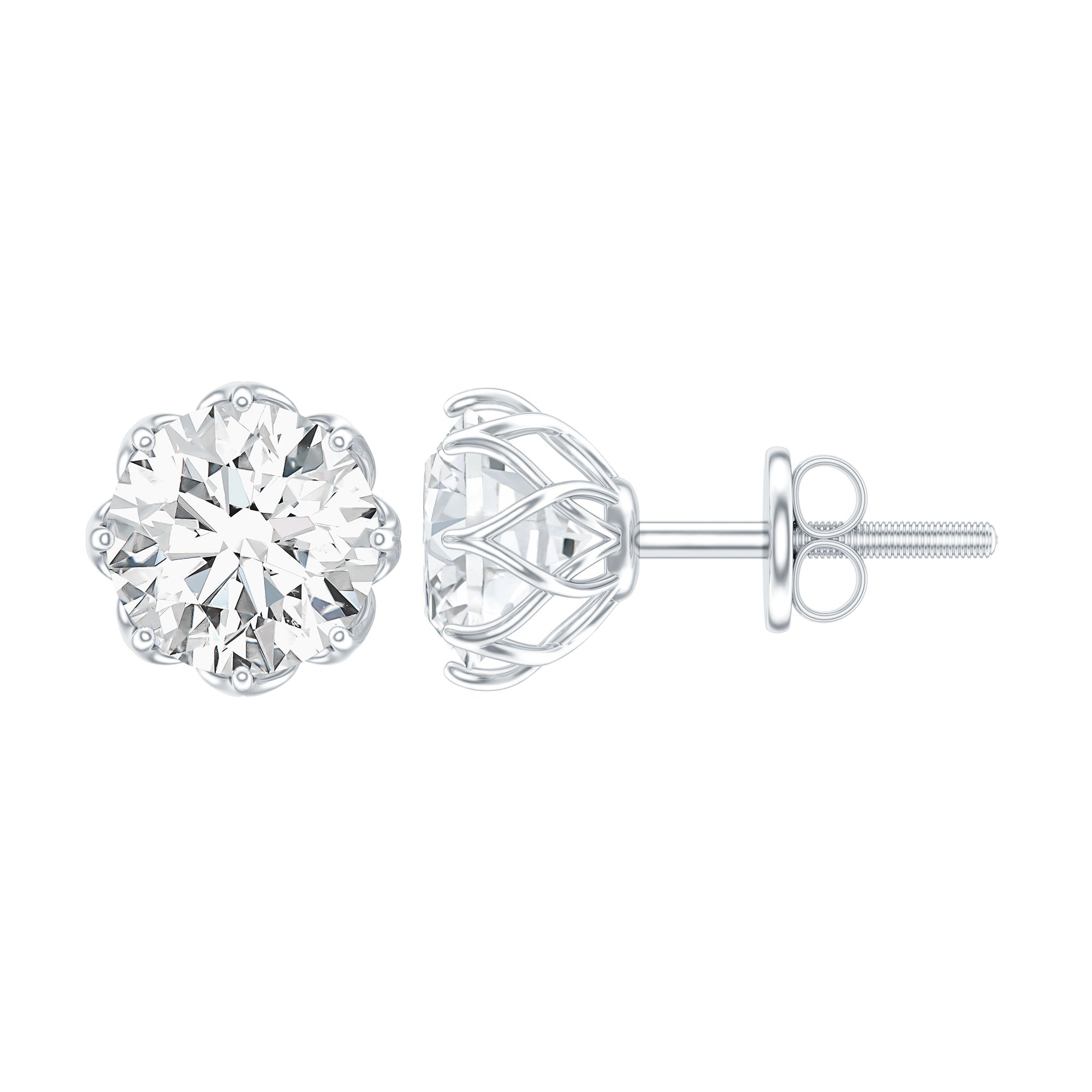 1.9 Carat Certified Lab Grown Diamond Solitaire Stud Earrings