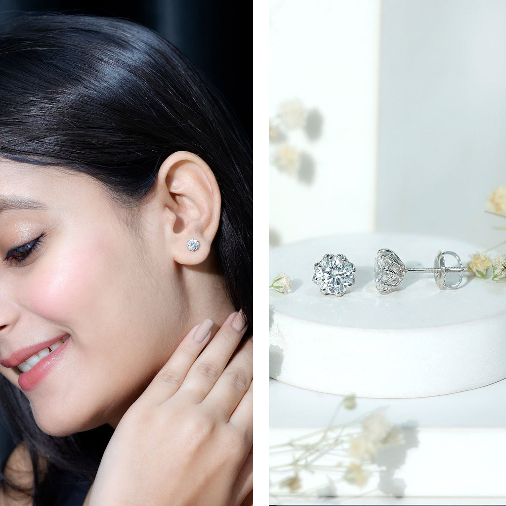 1.9 Carat Certified Lab Grown Diamond Solitaire Stud Earrings