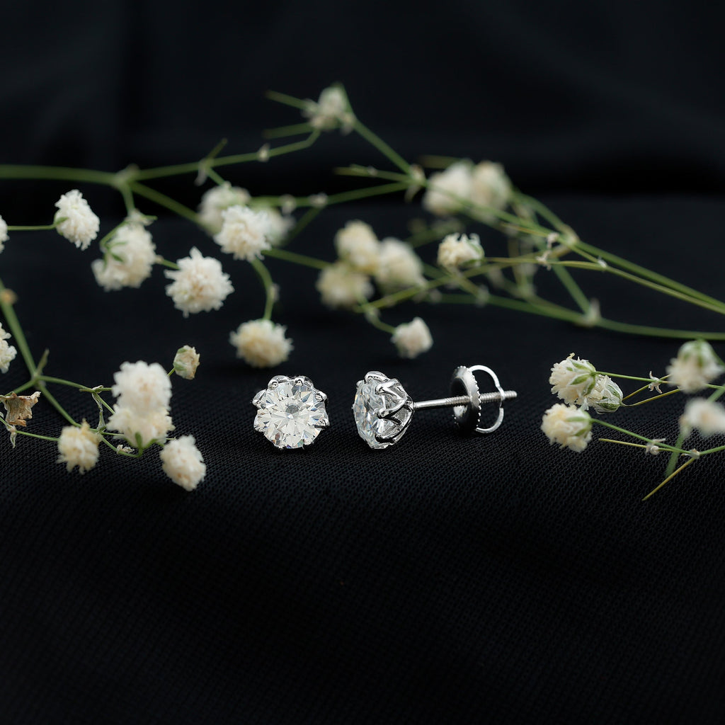 1.9 Carat Certified Lab Grown Diamond Solitaire Stud Earrings