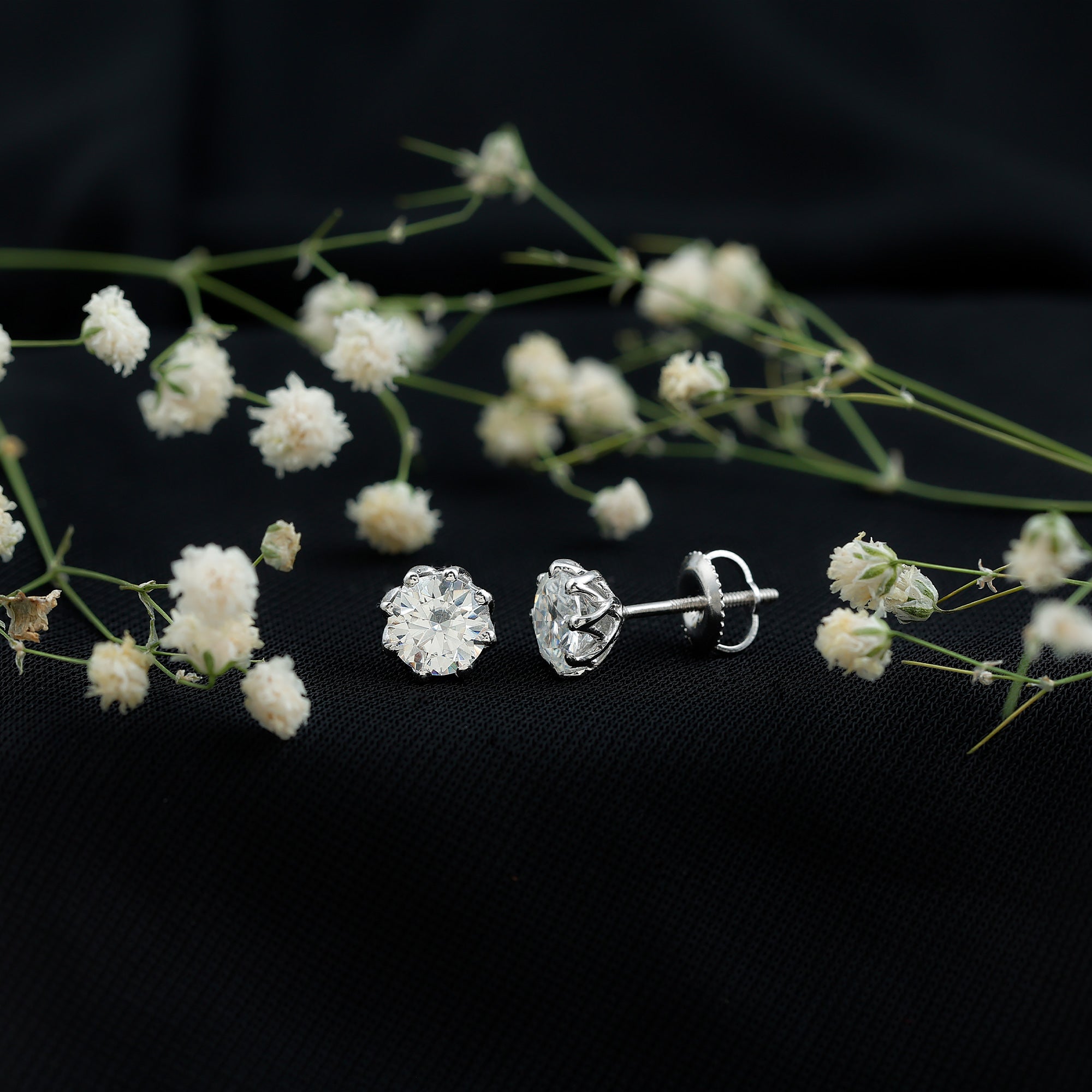 1.9 Carat Certified Lab Grown Diamond Solitaire Stud Earrings
