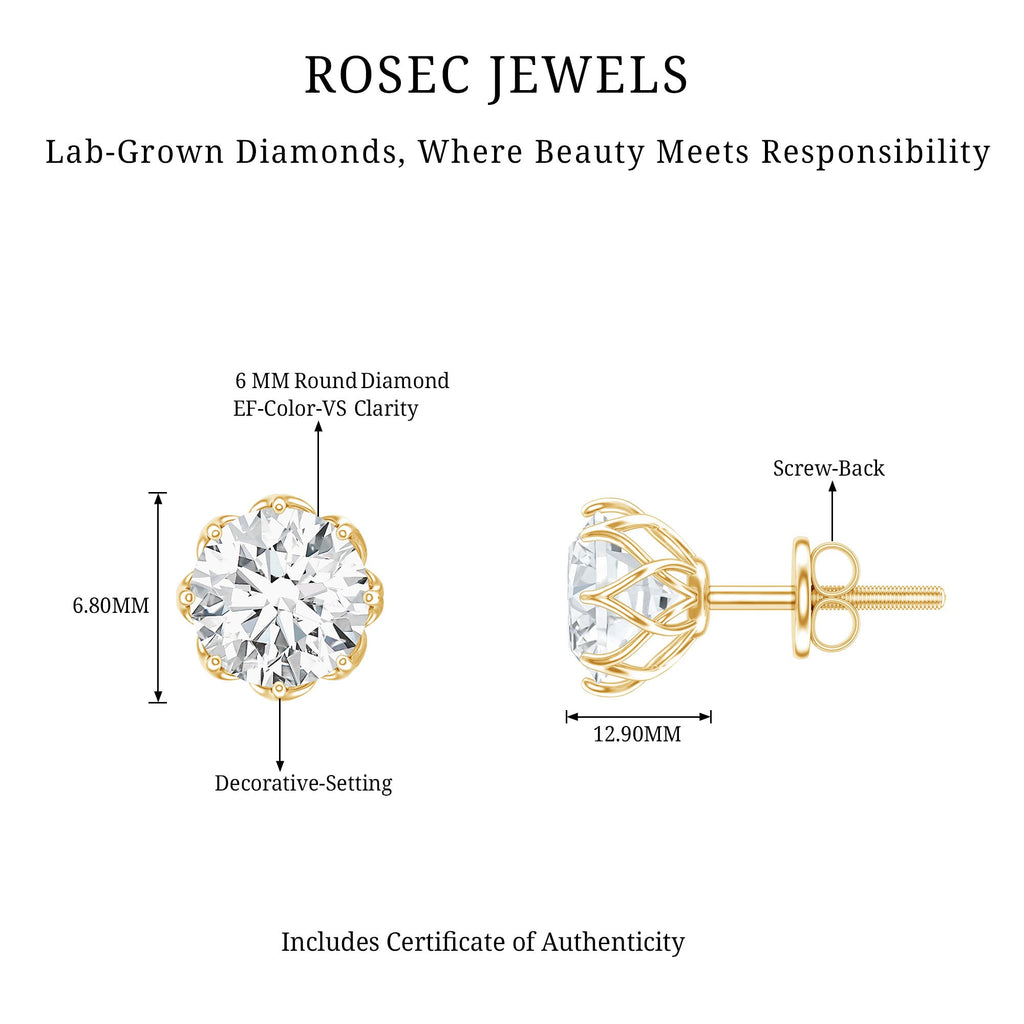 1.9 Carat Certified Lab Grown Diamond Solitaire Stud Earrings