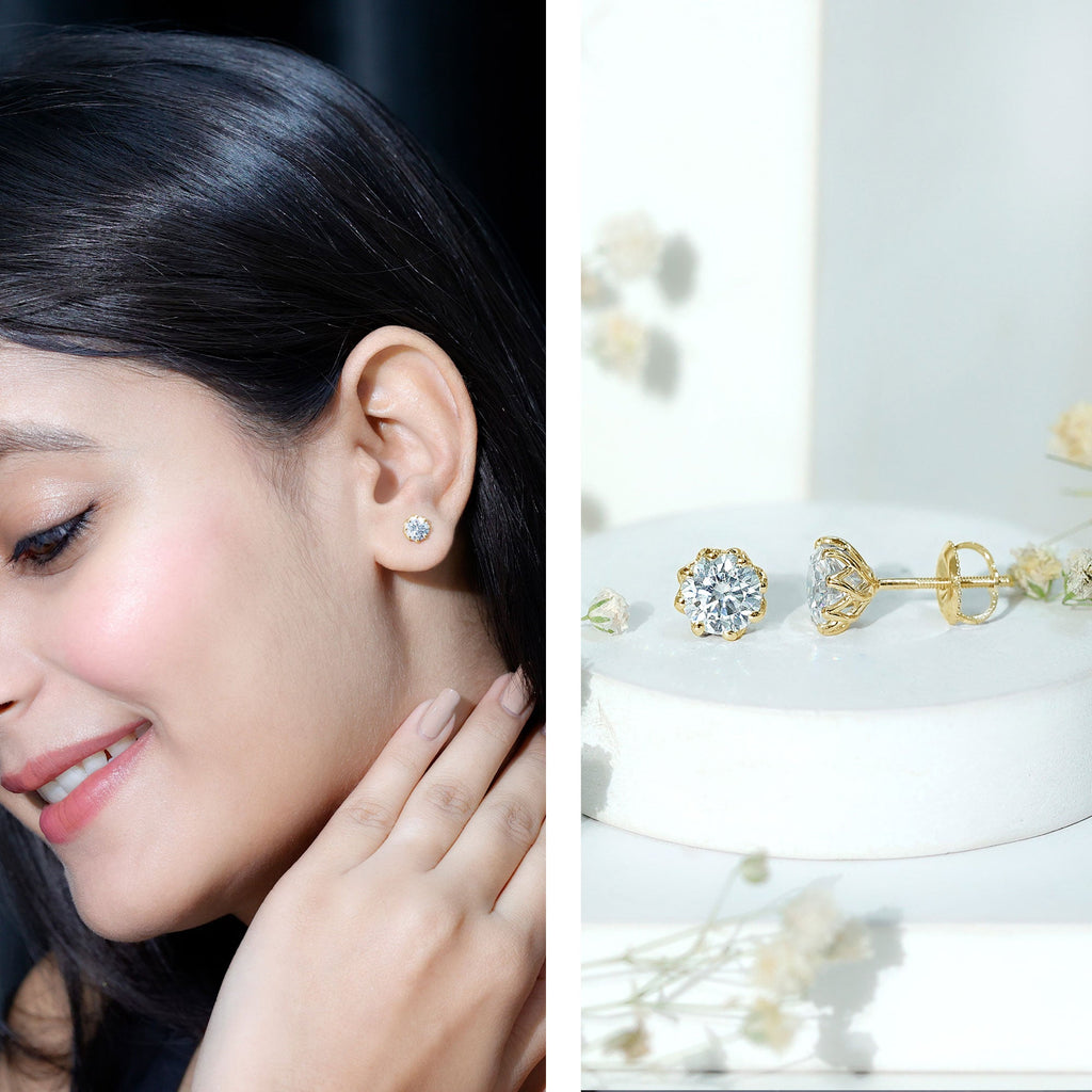 1.9 Carat Certified Lab Grown Diamond Solitaire Stud Earrings