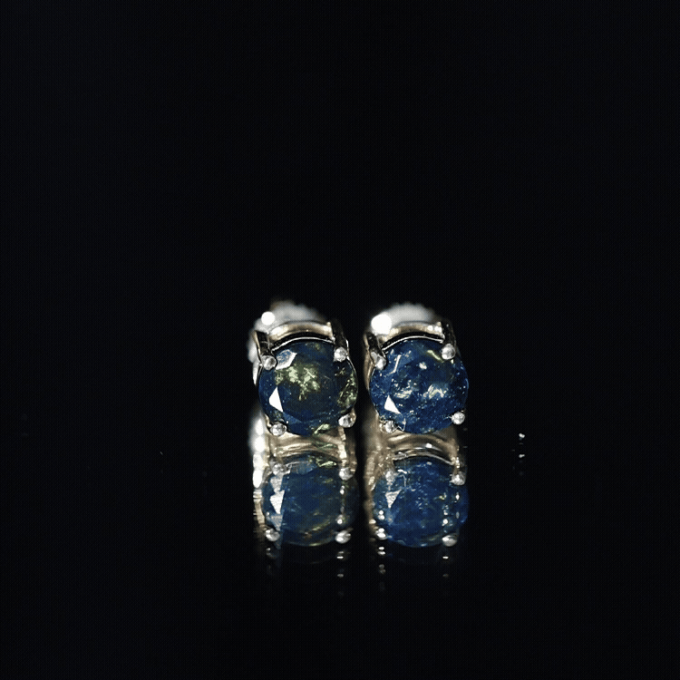 Genuine Black Opal Solitaire Stud Earrings with Screw Back