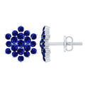 Snowflake Looking Lab Grown Blue Sapphire Cluster Stud Earrings
