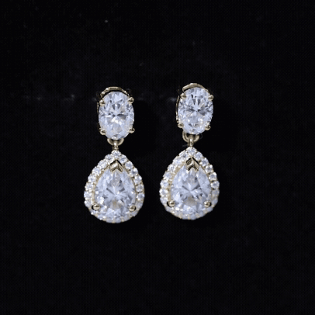 Certified Moissanite Teardrop Bridal Earrings