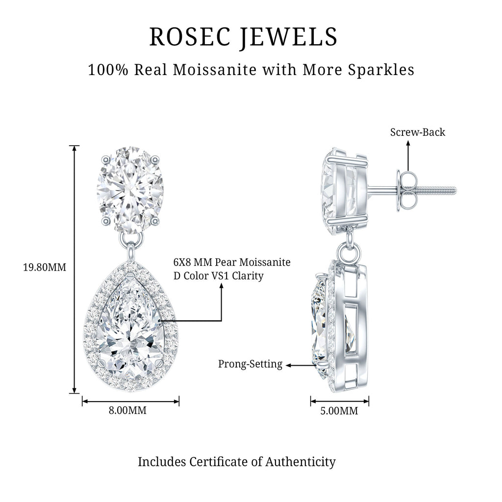 Certified Moissanite Teardrop Bridal Earrings
