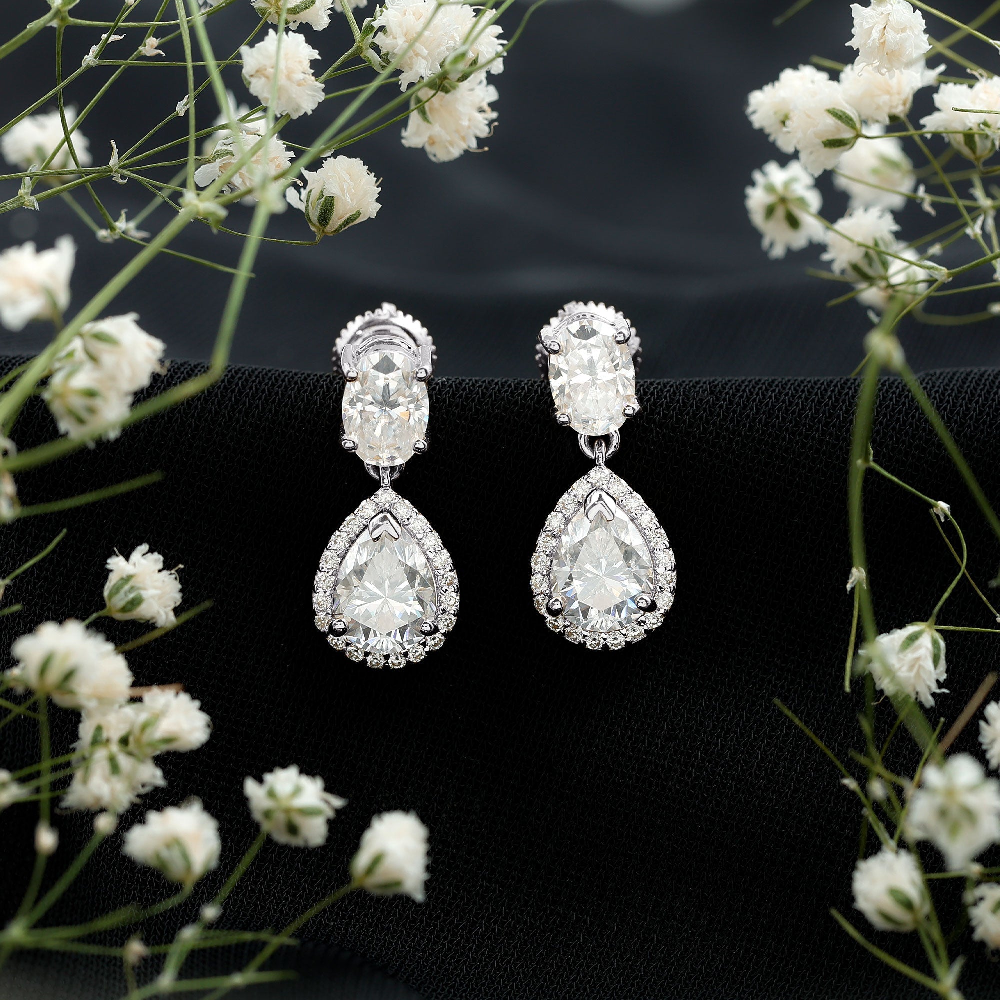 Certified Moissanite Teardrop Bridal Earrings