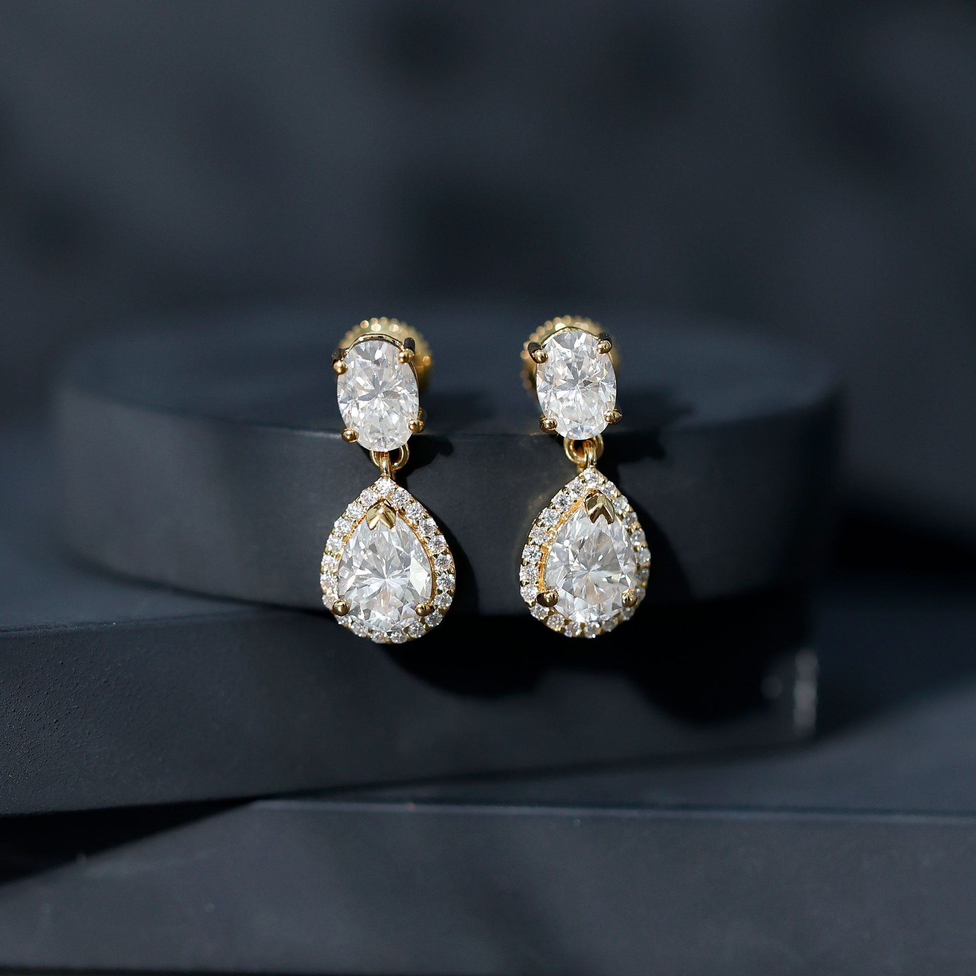 Certified Moissanite Teardrop Bridal Earrings