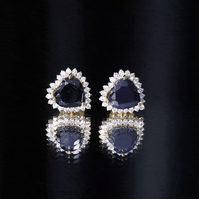 4.8 Carat Lab Created Black and White Diamond Heart Stud Earrings with Halo