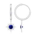 Lab Created Blue Sapphire Hoop Drop Earrings With Certificate
