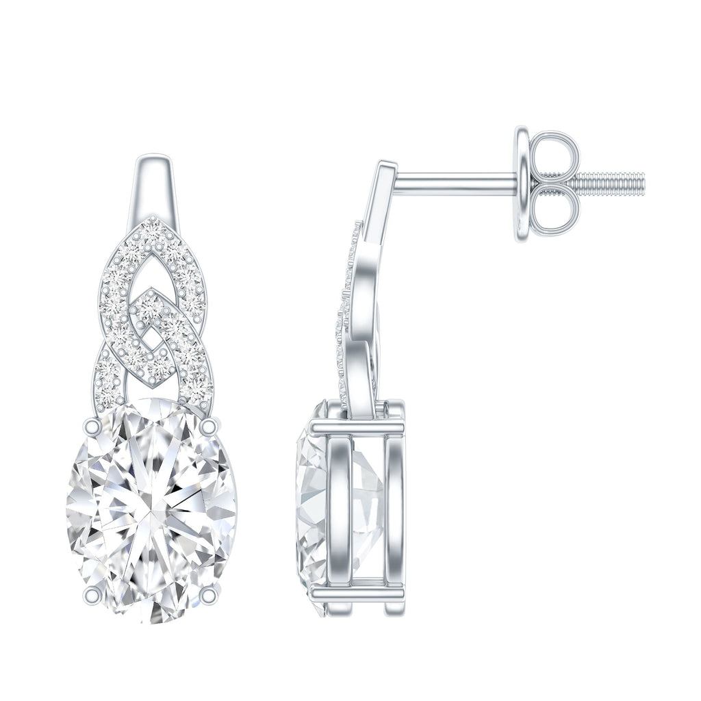 Certified 2.58 Carat Oval Moissanite Drop Earrings with Screw Back