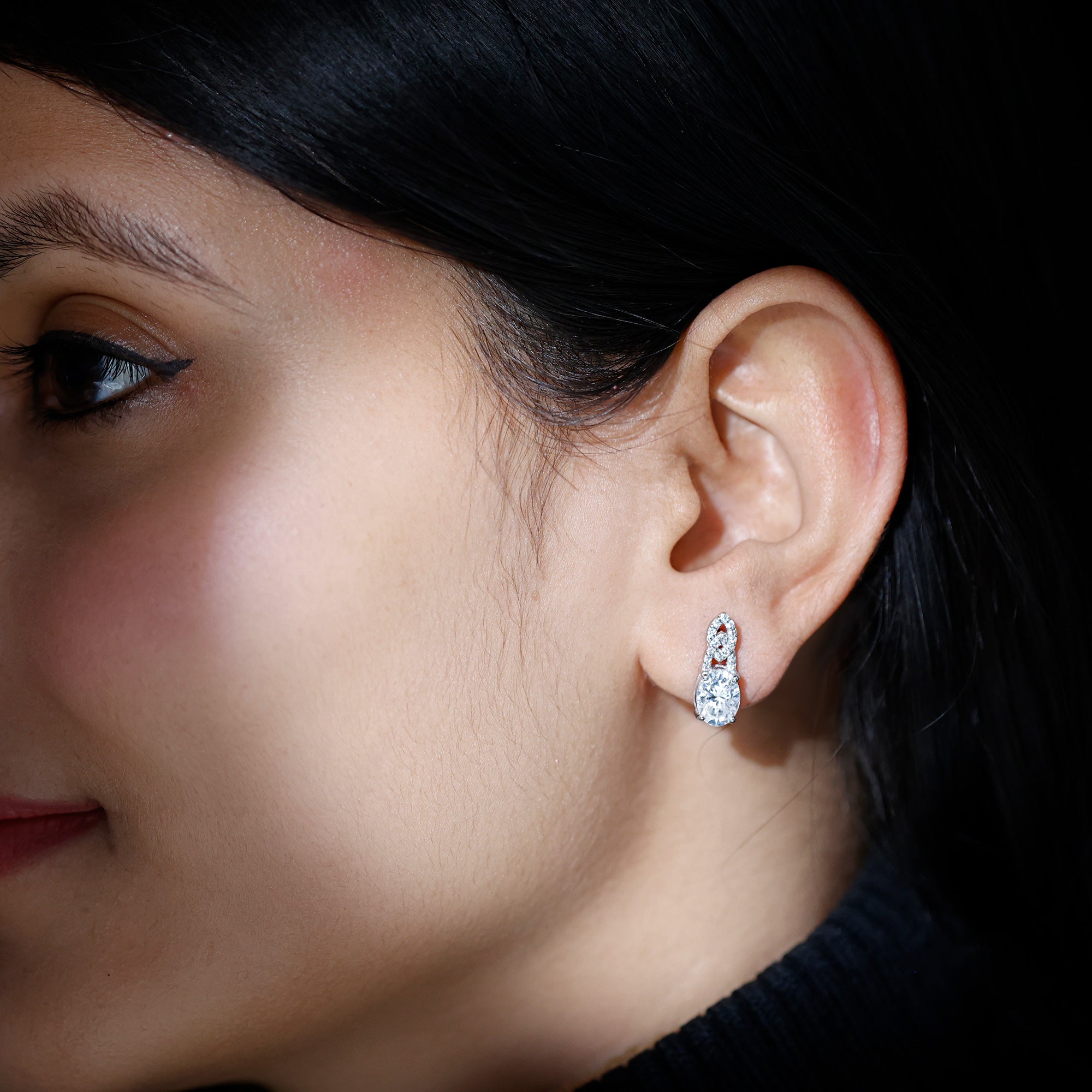 Certified 2.58 Carat Oval Moissanite Drop Earrings with Screw Back