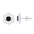 Lab Created Black Diamond and Diamond Geometric Stud Earrings
