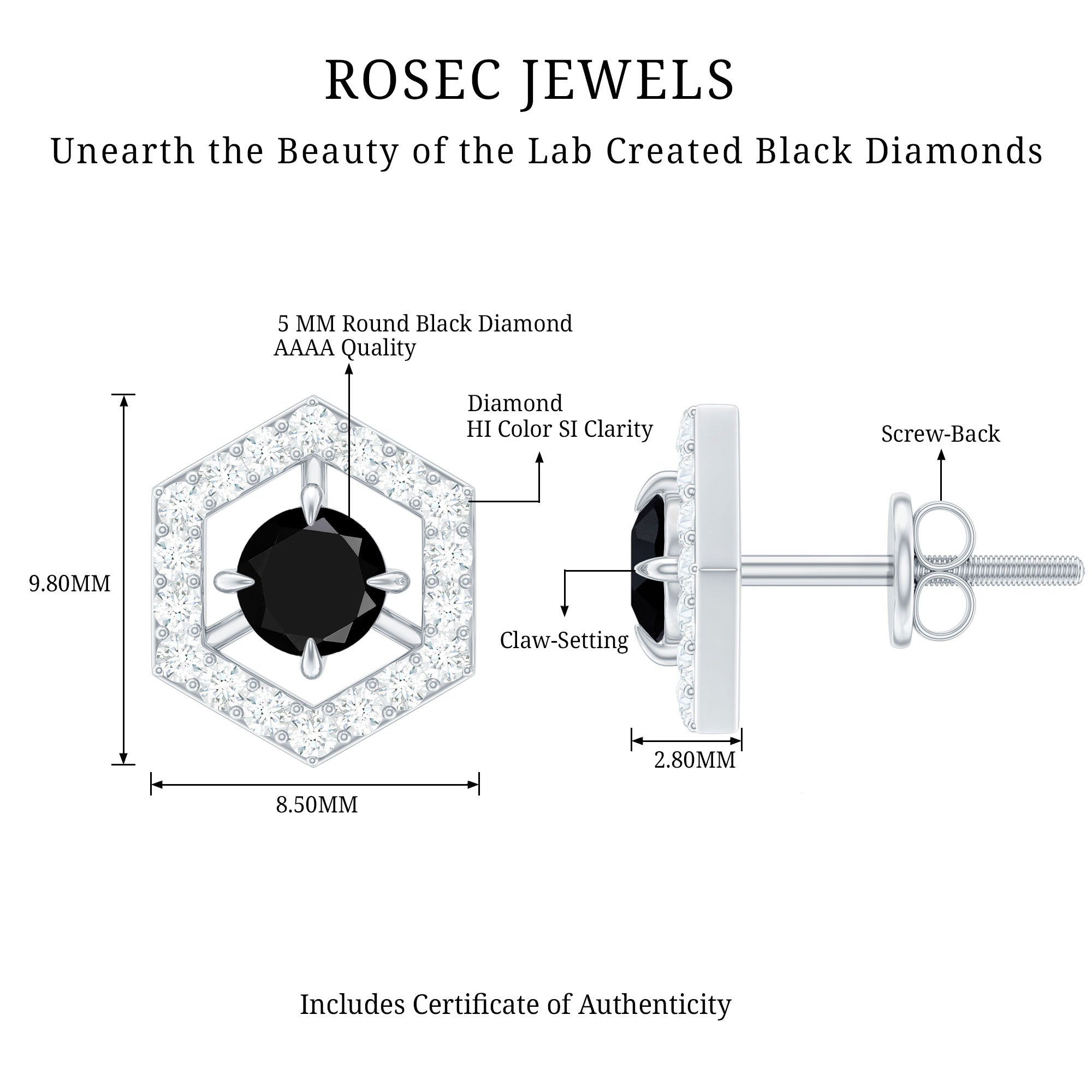 Lab Created Black Diamond and Diamond Geometric Stud Earrings