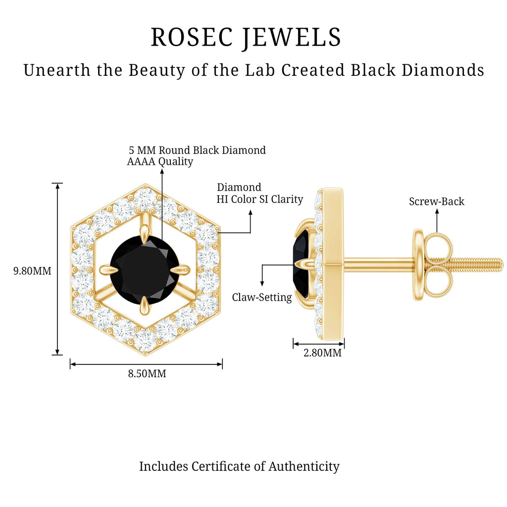Lab Created Black Diamond and Diamond Geometric Stud Earrings