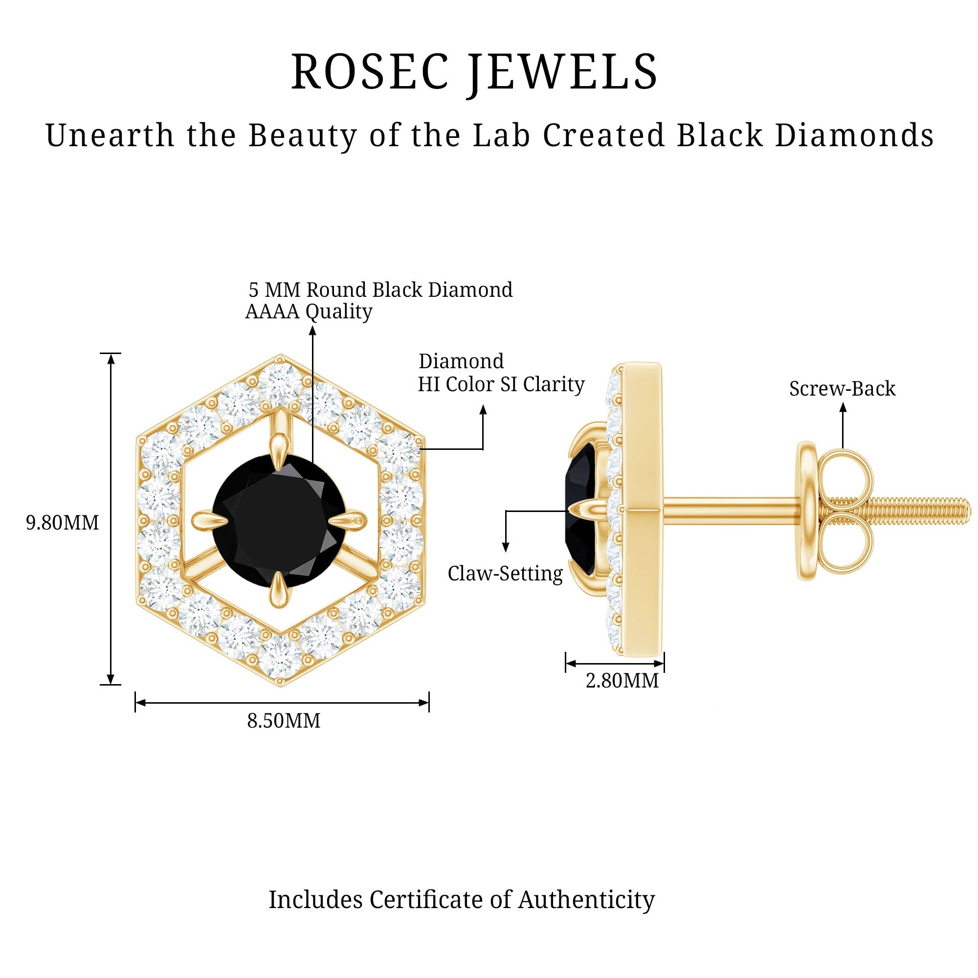 Lab Created Black Diamond and Diamond Geometric Stud Earrings