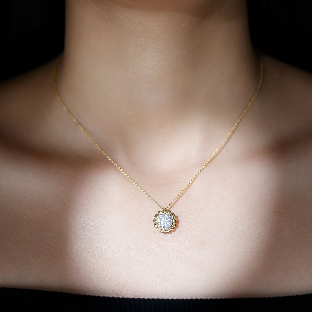 2 Carat Lab Grown Diamond Solitaire Necklace For Women