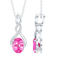 1.5 Carat Lab Grown Pink Sapphire Infinity Necklace with Silver Chain