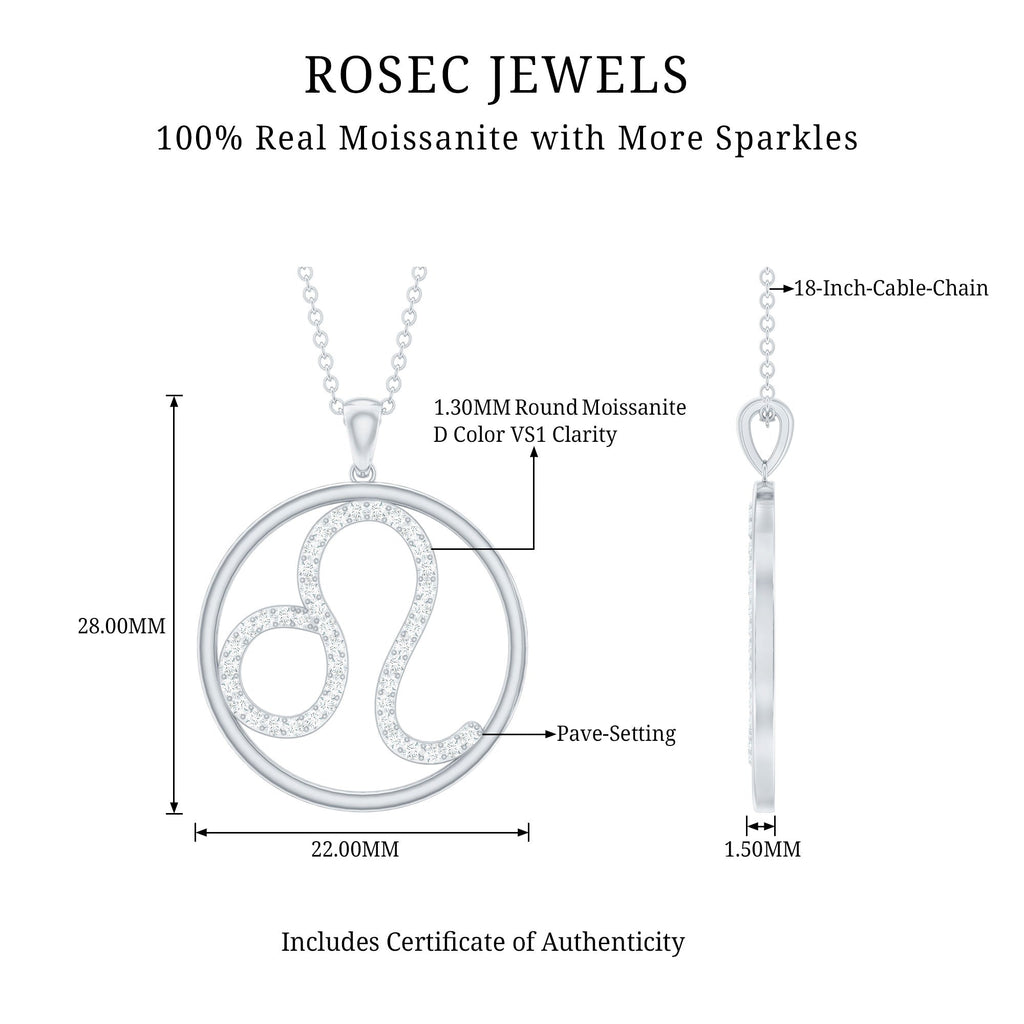 Certified Moissanite Leo Zodiac Sign Necklace