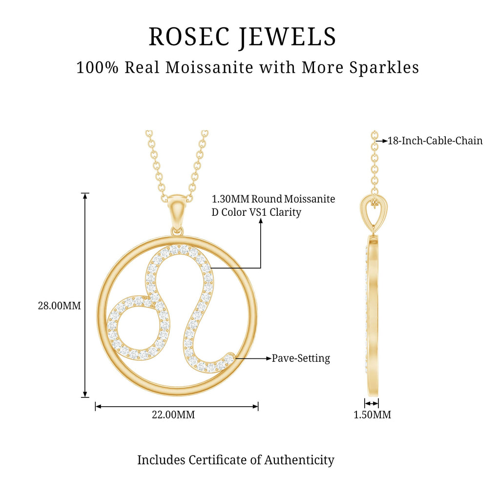 Certified Moissanite Leo Zodiac Sign Necklace