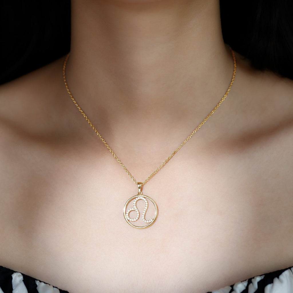 Certified Moissanite Leo Zodiac Sign Necklace