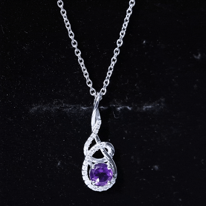Designer Amethyst and Diamond Teardrop Pendant Necklace