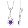 Designer Amethyst and Diamond Teardrop Pendant Necklace
