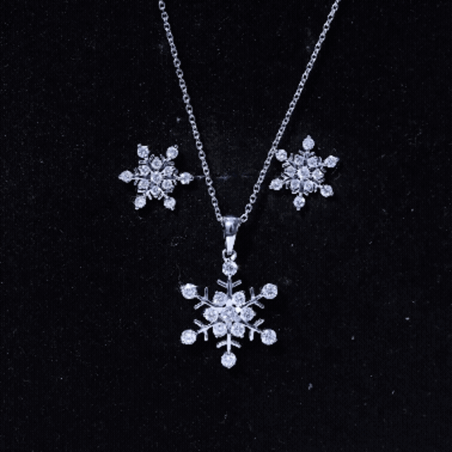 Certified Moissanite Snowflake Jewelry Set For Christmas