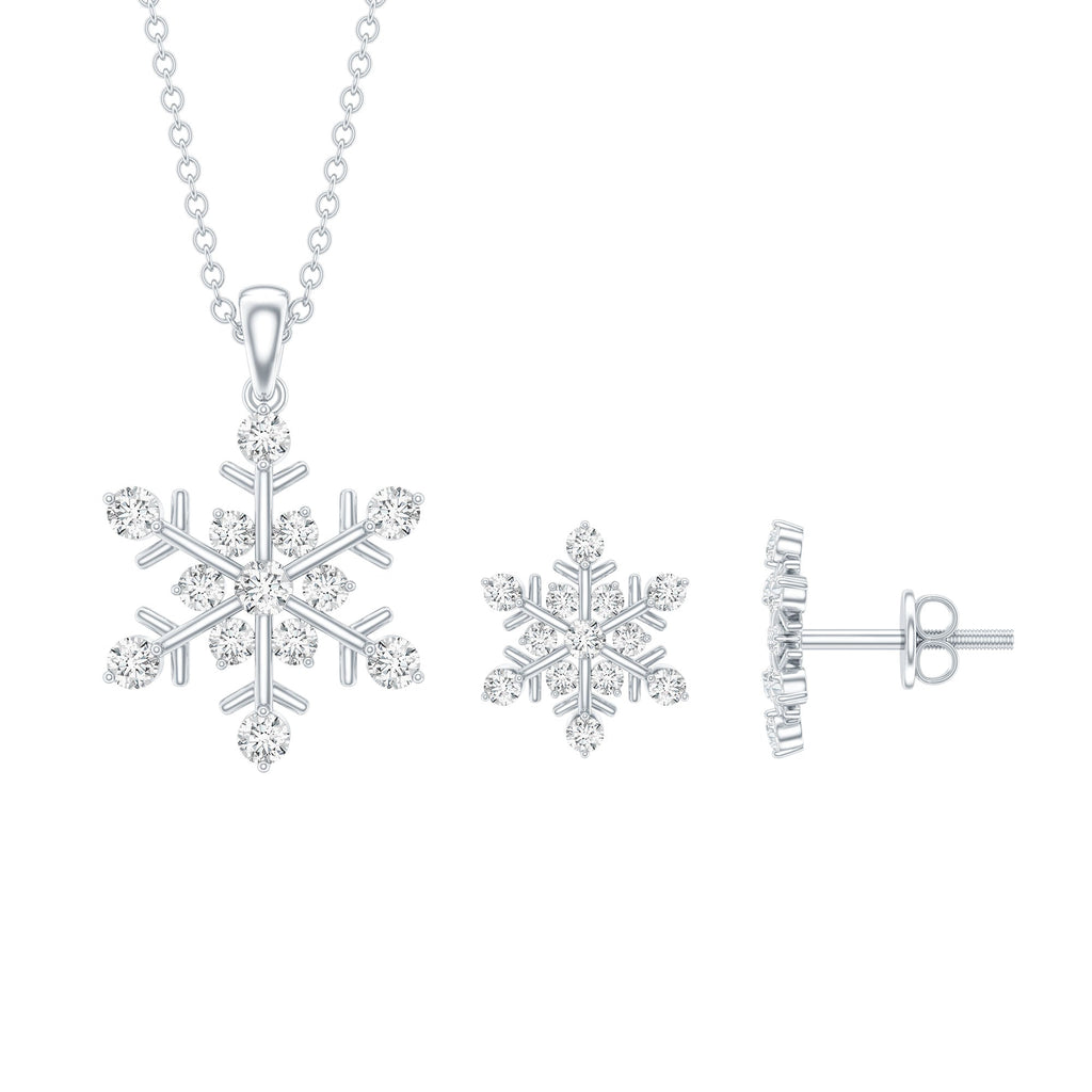 Certified Moissanite Snowflake Jewelry Set For Christmas