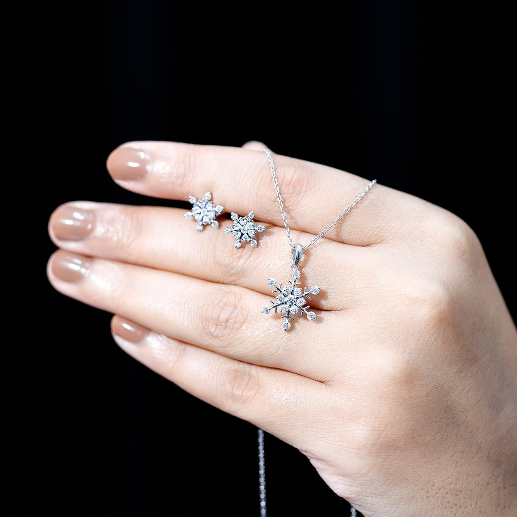 Certified Moissanite Snowflake Jewelry Set For Christmas