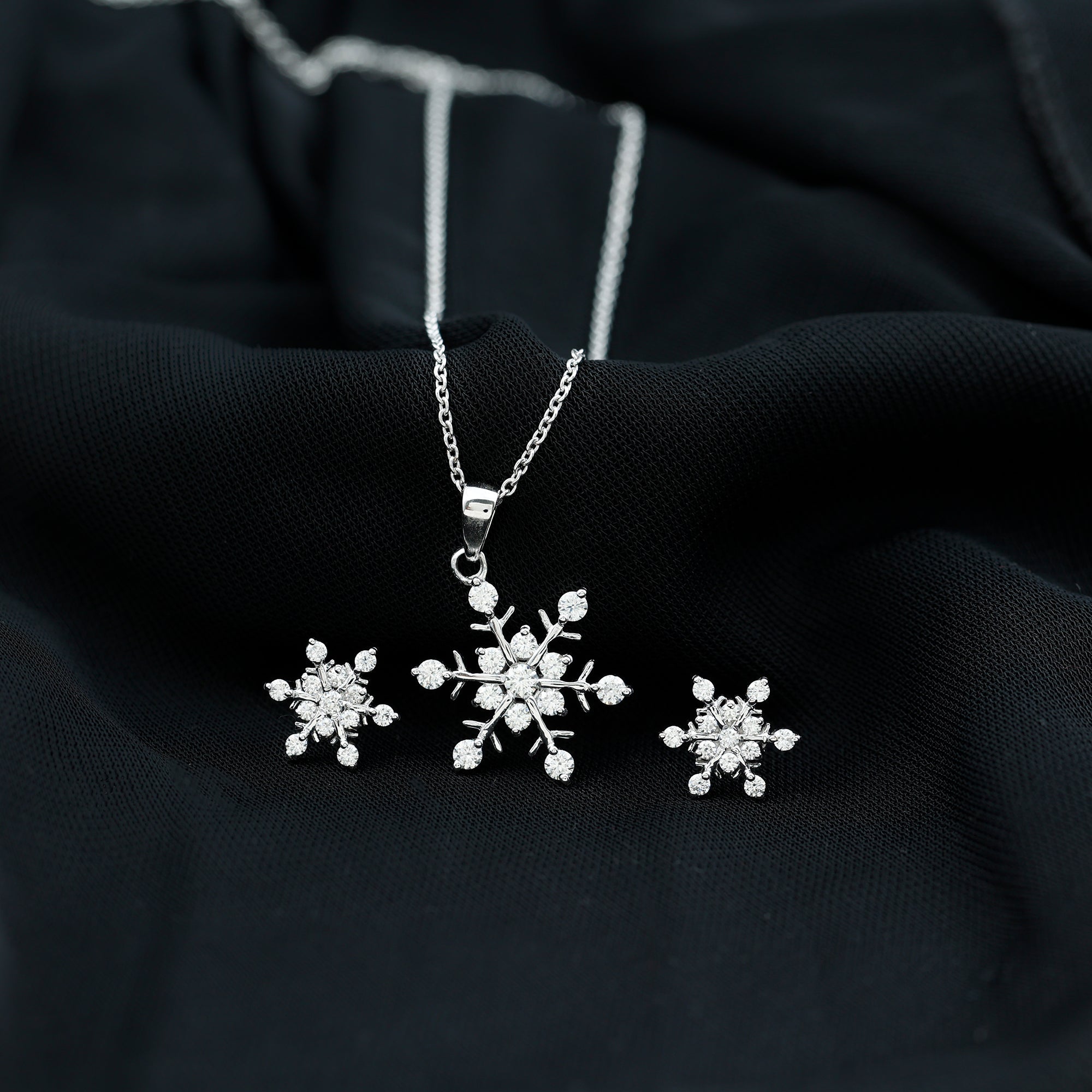 Certified Moissanite Snowflake Jewelry Set For Christmas