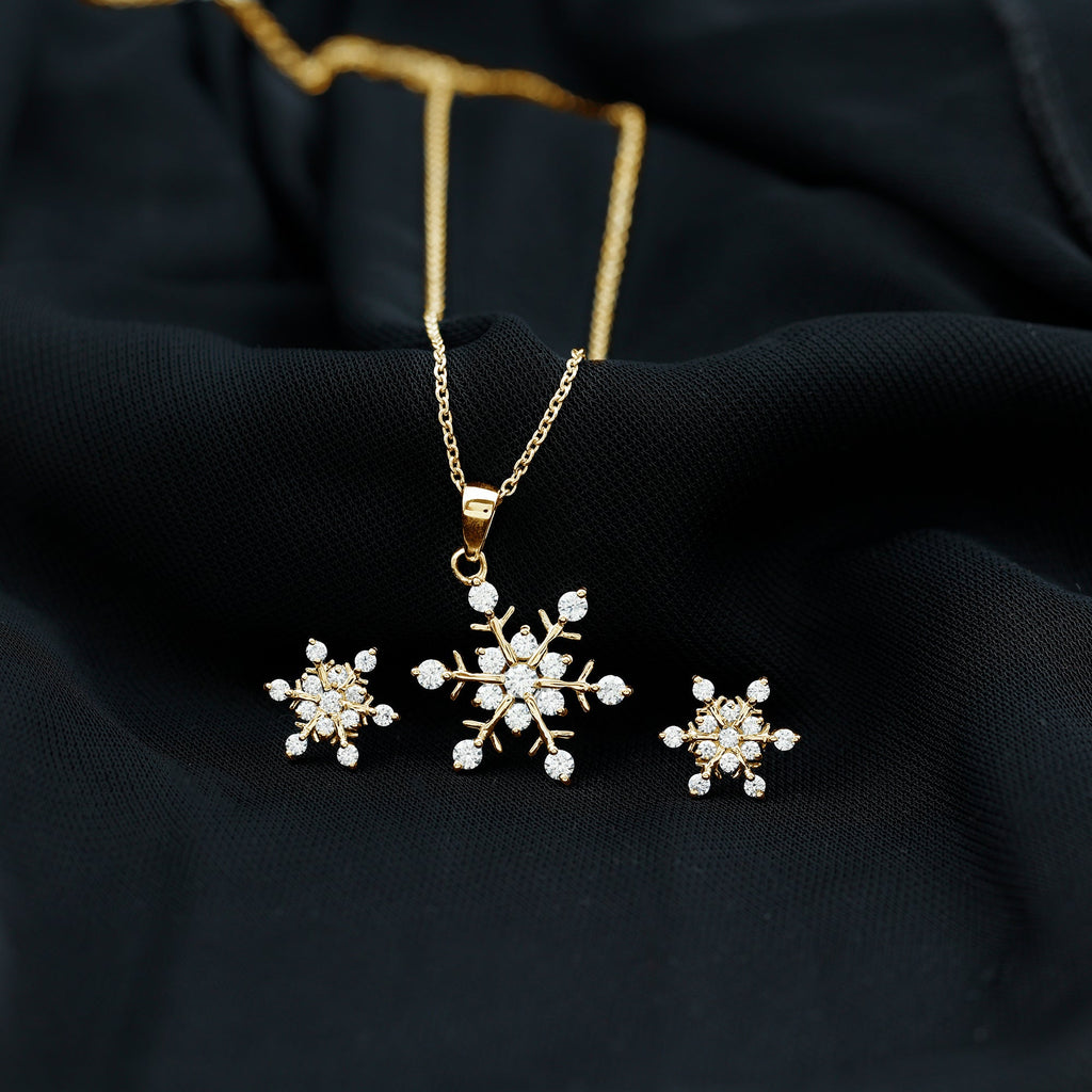 Certified Moissanite Snowflake Jewelry Set For Christmas